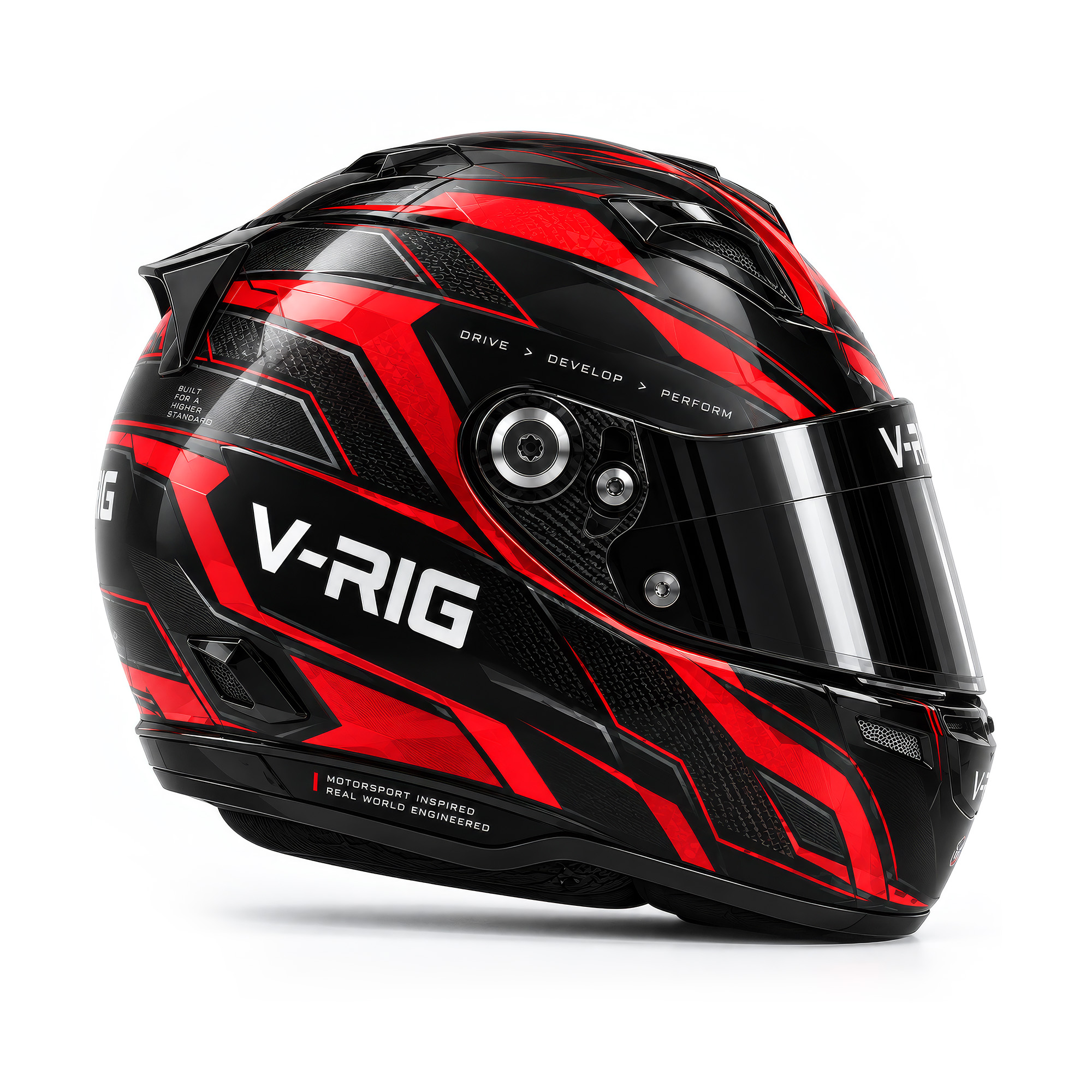 Black and red V-RIG racing helmet